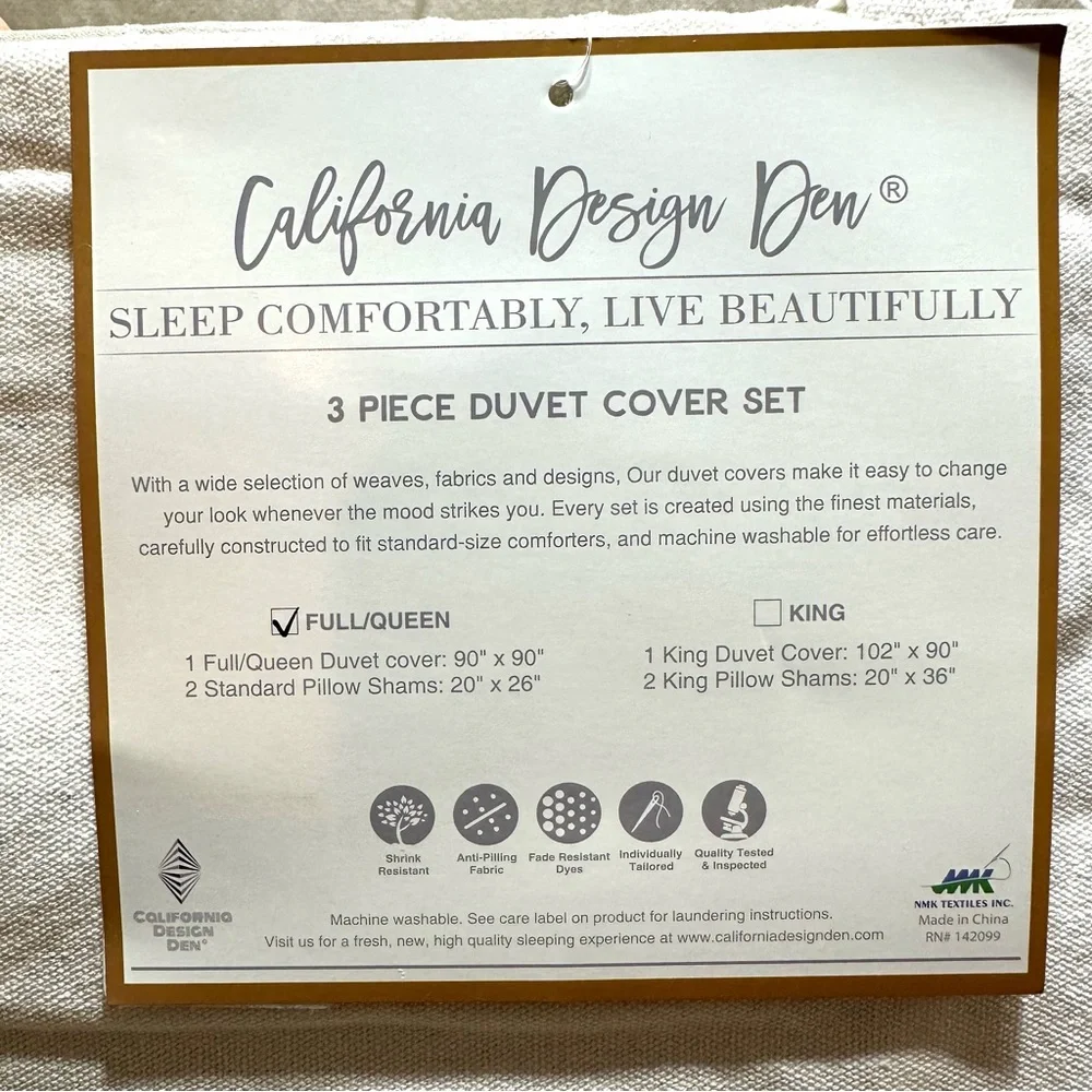 California Design Den Hotel Royal Bloom 3pc Duvet Set Full/Queen Emb Floral